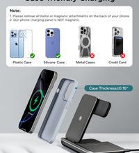 Eddibox 3 in 1 Charging Station for Apple, Foldable Wireless Charger Stand for iPhone 17 16 15 14, Fast Travel Phone Charging Dock for Multiple Devices for Apple Watch Ultra 11 10 9 8, AirPods 4 3 Pro